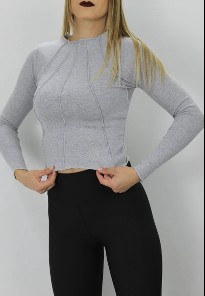 Kadın Modern Stil Çimalı Gri Body - Resim 3
