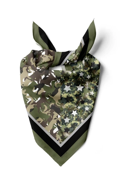 G30 Kadın Haki Animals Desenli 50x50 Bandana Dg01449-22 ürün görseli 1