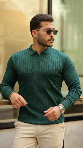 Erkek Modern Stil Saç örgü Desen Uzun Kollu Triko ürün görseli 1