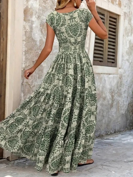 Süprem Kadın Modern Stil Kısa Kollu Kruvaze Yaka Beli Lastikli ürün görseli 1