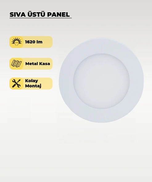 6W Sıva Üstü Yuvarlak Led Panel 3200K Sarı Işık ürün görseli 1