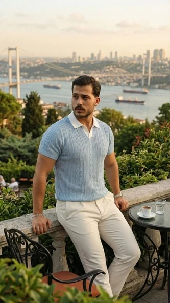 Desenli Erkek Günlük Stil Kısa Kollu - %100 Pamuk Akrilik Triko Tişört ürün görseli 1