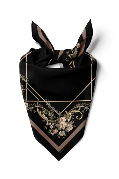 Kadın Yeşil Divan Desenli 50x50 Bandana HYL DG0963-22 ürün görseli 1