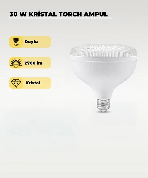 30W Kristal Torch Led Ampul Beyaz Işık ürün görseli 1