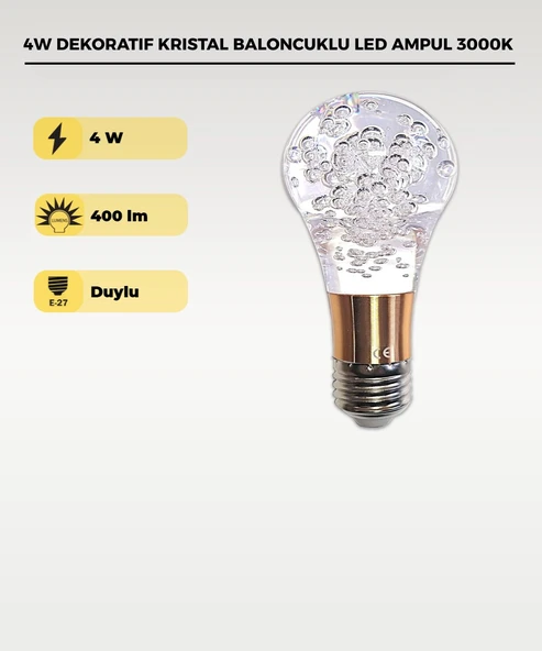 4W Dekoratif Kristal Baloncuklu LED Ampul 3000K Gün Işığı ürün görseli 1