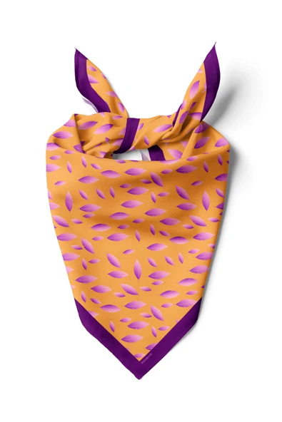 Z39 Kadın Sarı Feathers Desenli 50x50 Bandana HYL DG0696-22 ürün görseli 1