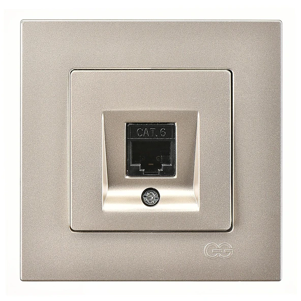 Günsan Eqona Metalik Bej Tekli Data Prizi (RJ45 Cat6) ürün görseli 1