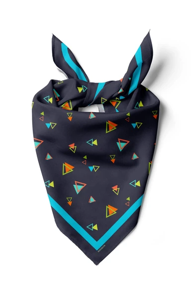D13 Kadın Siyah  Üçgen Desenli 50x50 Bandana HYL DG0830-22 ürün görseli 1
