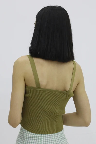 Kadın Modern Stil Askılı Triko Haki - P-019917 Büstiyer ürün görseli 1