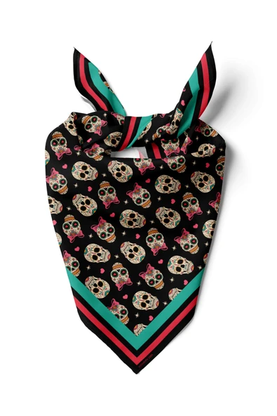 G20 Kadın Kurukafa Desenli 50x50 Bandana HYL DG01389-22 ürün görseli 1