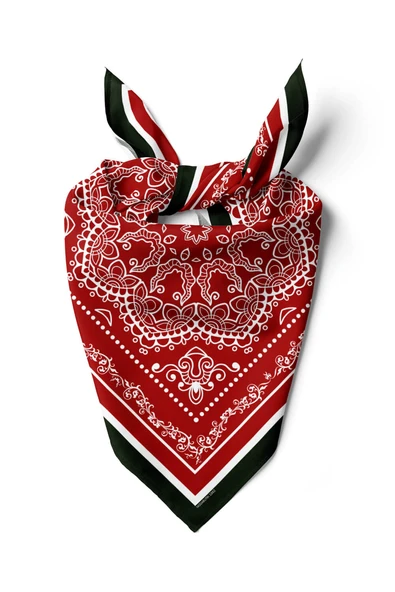 Kadın Kırmızı Şal Desenli 50x50 Bandana HYL DG01362-22 ürün görseli 1