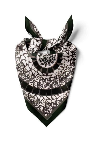 Y84 Kadın Kahverengi Sarmal Desenli 50x50 Bandana DG01023-22 ürün görseli 1