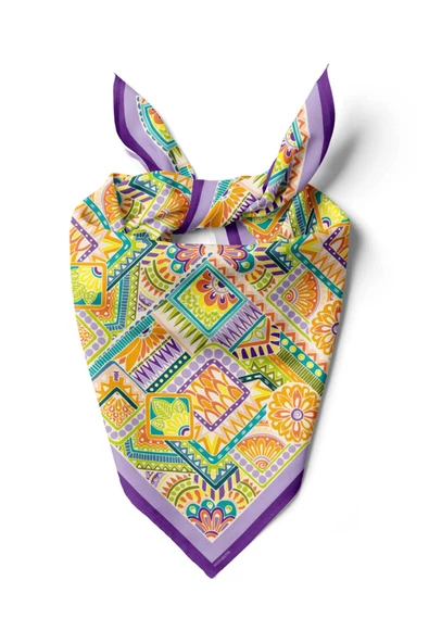 B72 Kadın Lila Sweat Patch Desenli 50x50 Bandana HYL DG0643-22 ürün görseli 1