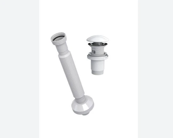 Monavit Klick Klack Parlak Beyaz Seramik Kapaklı Lavabo Süzgeci Taşma Delikli  Ø32 Sifon (220570) ürün görseli 1