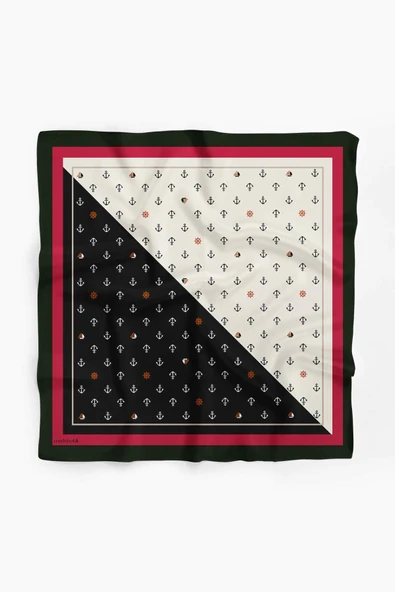 B55 Kadın Marinover Desenli 50x50 Bandana DG01488-22 ürün görseli 1