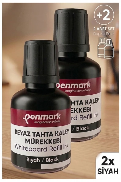 Siyah Yazı Tahta Kalemi Mürekkebi 30 ml 2 Adet Penmark Tahta Kalemi Mürekkepi Kolay Silinebilir Doldurulabilir Canlı ürün görseli 1