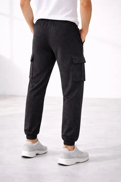 Erkek Füme Jogger Regular Fit , Kargo Cepli, Lastikli Paça, Günlük Spor Pantolon Eşofman Altı ürün görseli 1