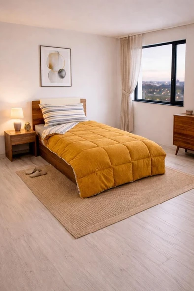 Sherpa Peluş Tek Kişilik Lastikli Çarşaflı Comforter Set Cappucino ürün görseli 1