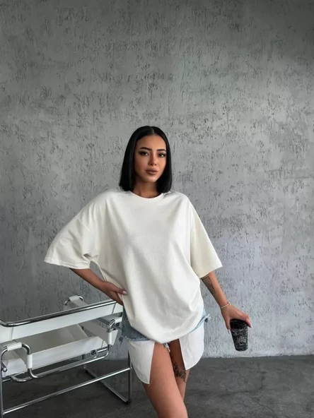 Unisex Günlük Stil Beyaz %100 Pamuklu Basic Bisiklet Yaka Tişört ürün görseli 1