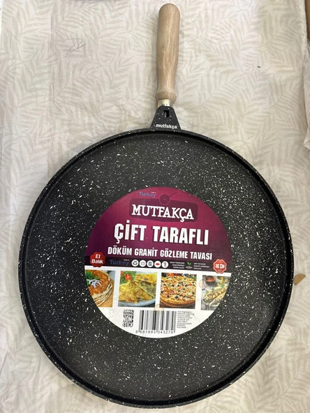 MUTFAKÇA Granit Döküm ÇİFT TARAFLI Gözleme Tavası 36cm ürün görseli 1