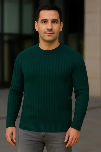 Erkek Günlük Şıklık Fitilli 3'lü Set Gri Haki Siyah Regular Fit Bisiklet Yaka Triko Seti Modeli Kazak Triko Kazak ürün görseli 1