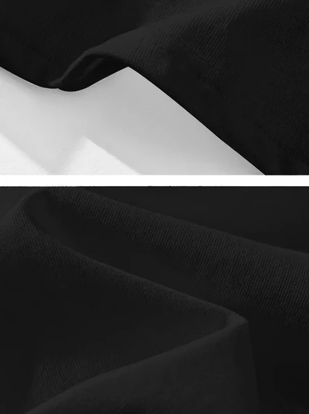 Baskılı Kadın Salaş Stil Siyah Oversize Bisiklet Yaka Tişört ürün görseli 1