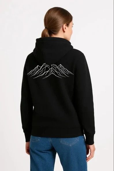 Kadın Salaş Stil Siyah Nihilist Penguen Özel Tasarım Oversize Kapüşonlu Sweatshirt ürün görseli 1