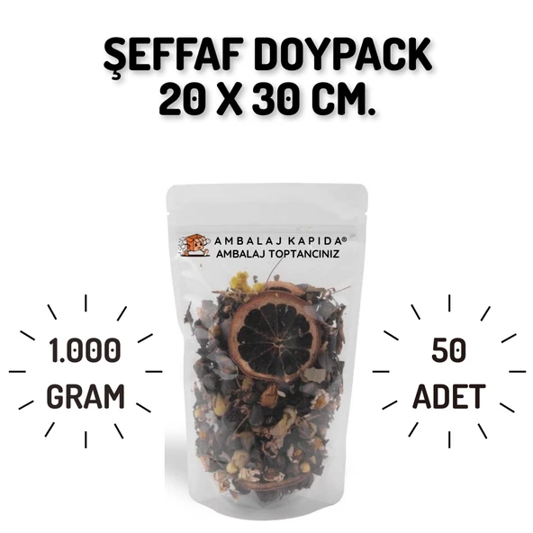 20x30 Şeffaf Doypack - 50 Adet ürün görseli 1