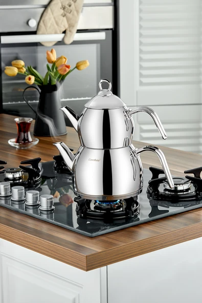 Cooker Afitap Orta Boy Paslanmaz Çelik Çaydanlık Takımı 1,1-2 Litre ürün görseli 1