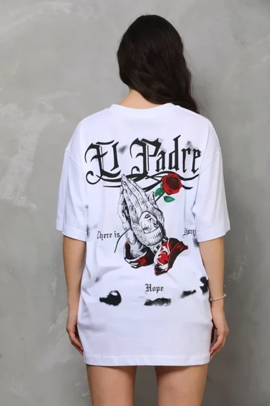 Baskılı Unisex Beyaz Arktik Seri Minimalist Oversize Tişört ürün görseli 1