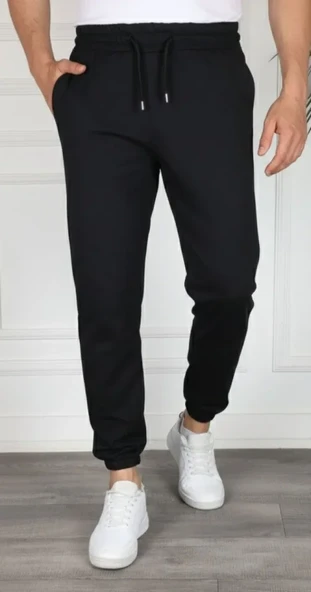 Erkek Siyah Jogger Rahat Kalıp, Cepli, Lastikli Paça, Günlük Spor Pantolon Eşofman Altı ürün görseli 1