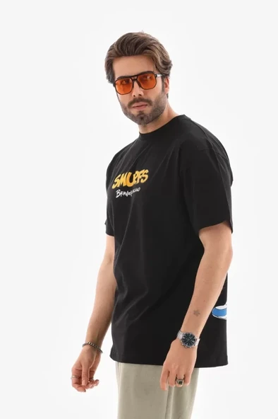 Baskılı Unisex Günlük Stil Siyah Karbon Siyahı Özel Seri Oversize Tişört ürün görseli 1