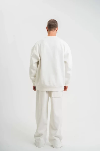 Kadın Günlük Stil Beyaz Uzun Kol Bisiklet Yaka Basic Sweatshirt ürün görseli 1