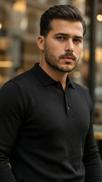 Erkek Modern Stil Düğme Yakalı Triko - Resim 4