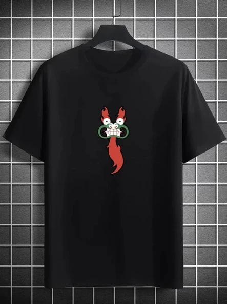 Baskılı Unisex Günlük Stil Siyah İkonik Sembol Oversize Tişört ürün görseli 1
