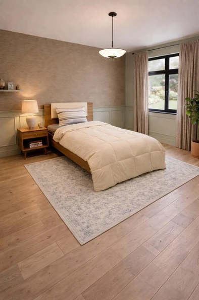 Sherpa Peluş Tek Kişilik Lastikli Çarşaflı Comforter Set Krem ürün görseli 1