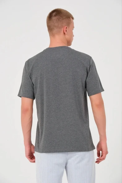 Erkek Günlük Stil Antrasit 24/1 Düz A Kalite Oversize Tişört ürün görseli 1