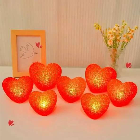 Led Işıklı Kırmızı Kalp Gece Lambası ürün görseli 1