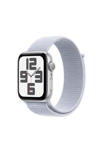 Apple Watch SE GPS 44mm Gümüş Alüminyum Kasa + Bulut Mavisi Spor Loop ürün görseli 1
