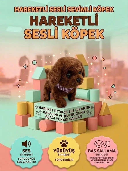 Sevimli Yürüyen Arkadaşım: Sesli Hareketli Tasarımlı Eğitici Oyuncak Peluş Hayvan ürün görseli 1