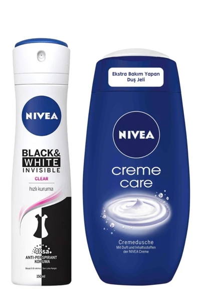 Deodorant B&w Clear Sprey Kadın 150 ml + Kadın Duş Jeli Crème Care 250 ml 4005900338099 ürün görseli 1