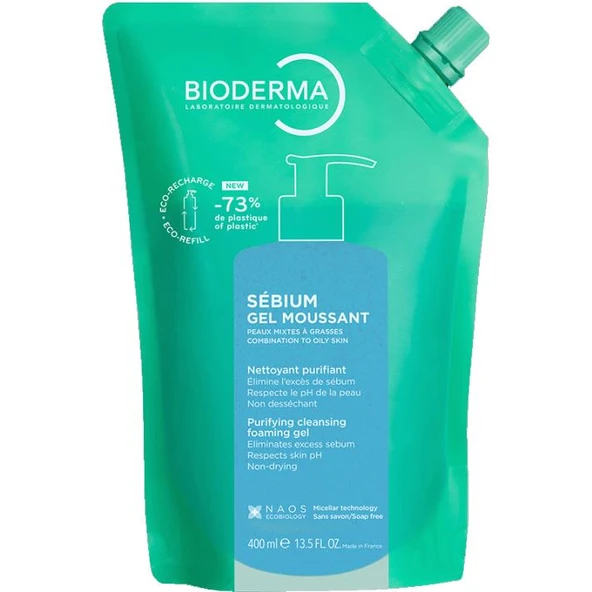 Bioderma Sebium Foaming Gel 400 ml Temizleme Jeli Yeniden Dolum Paketi ürün görseli 1