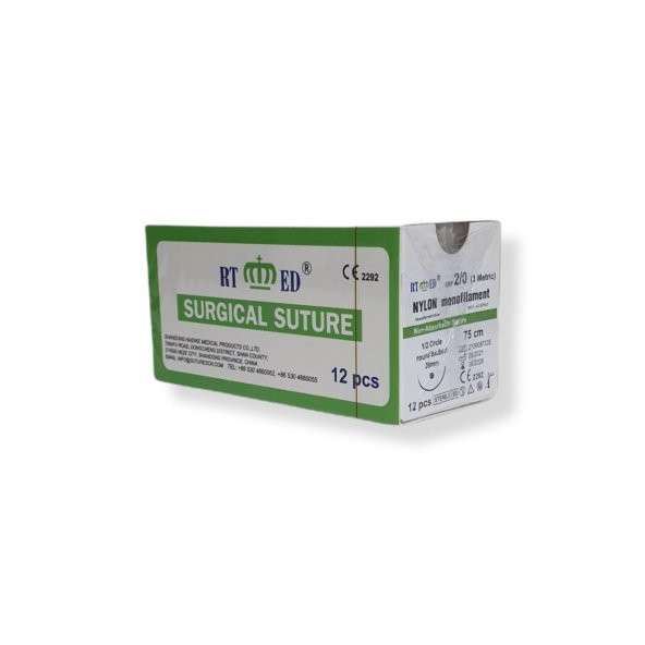 Naylon Monofilament İplik No:2/0 Yuvarlak 1/2 26 mm 75 cm ürün görseli 1