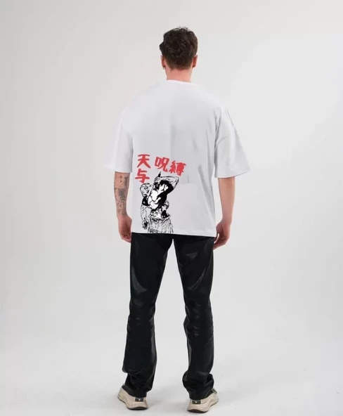 Baskılı Unisex Günlük Stil Beyaz Vintage Pop-Culture Oversize Tişört ürün görseli 1