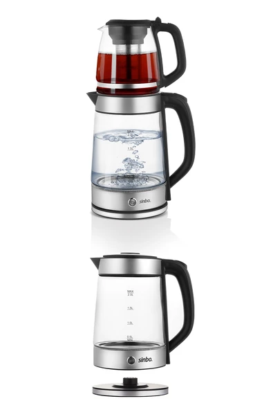 STM-5990 2’si 1 Arada Çay Makinesi ve Kettle 2.0 L + 1.2 L Cam Demlik ürün görseli 1