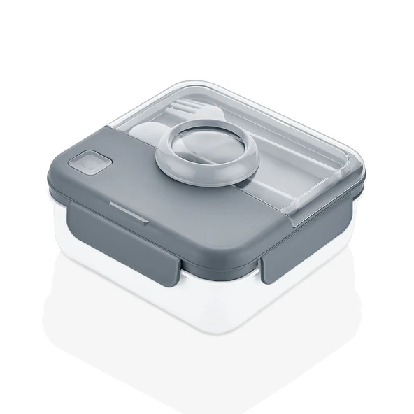Lemmoni  Qlux Taşınabilir Lunch Box Bölmeli Beslenme Kabı Çatal Kaşıklı 1250ml ürün görseli 1