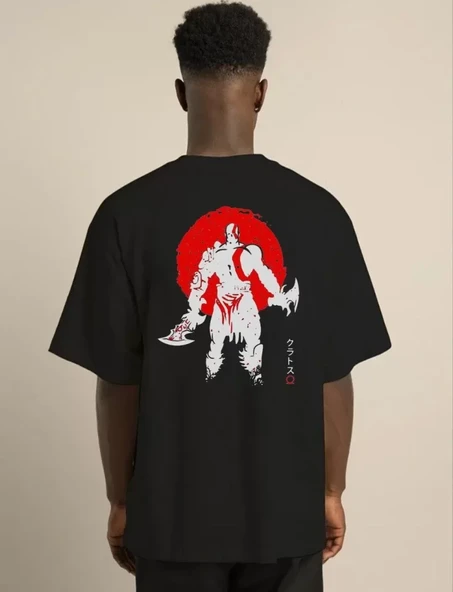 Baskılı Unisex Günlük Stil Siyah Shadow Effect Oversize Tişört ürün görseli 1