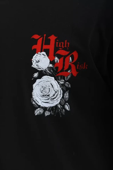 Grafik Baskılı Unisex Salaş Stil Soyut Siyah Oversize Bisiklet Yaka Tişört ürün görseli 1