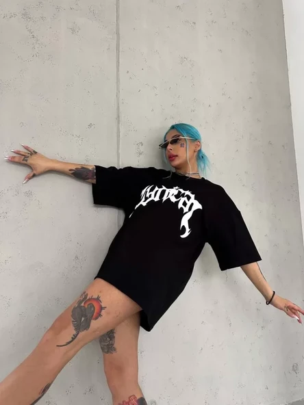 Baskılı Unisex Günlük Stil Siyah Urban Explorer Bisiklet Yaka Tişört ürün görseli 1