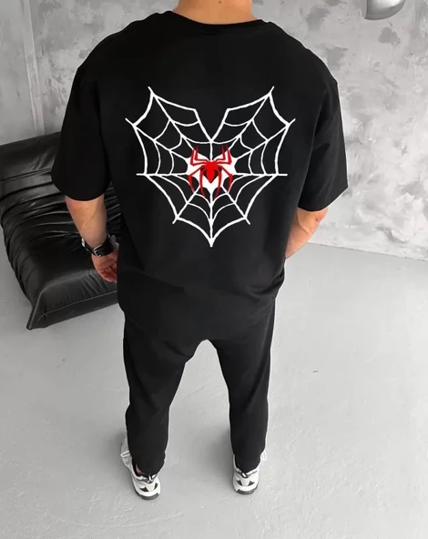 Baskılı Unisex Günlük Stil Siyah Karbon Siyahı Özel Oversize Tişört ürün görseli 1